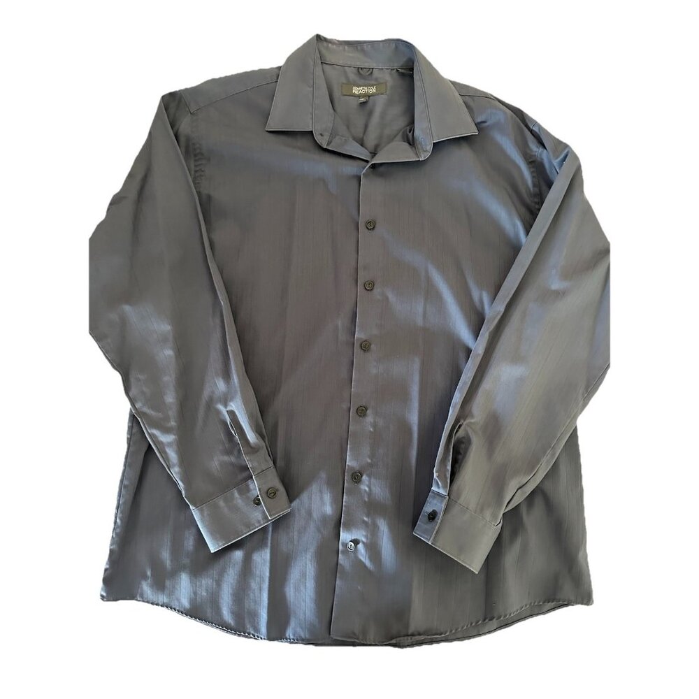 🌵4/$25  enneth Cole Reaction Men's Long Sleeve Blue Button-Down Shirt Size‎ XL